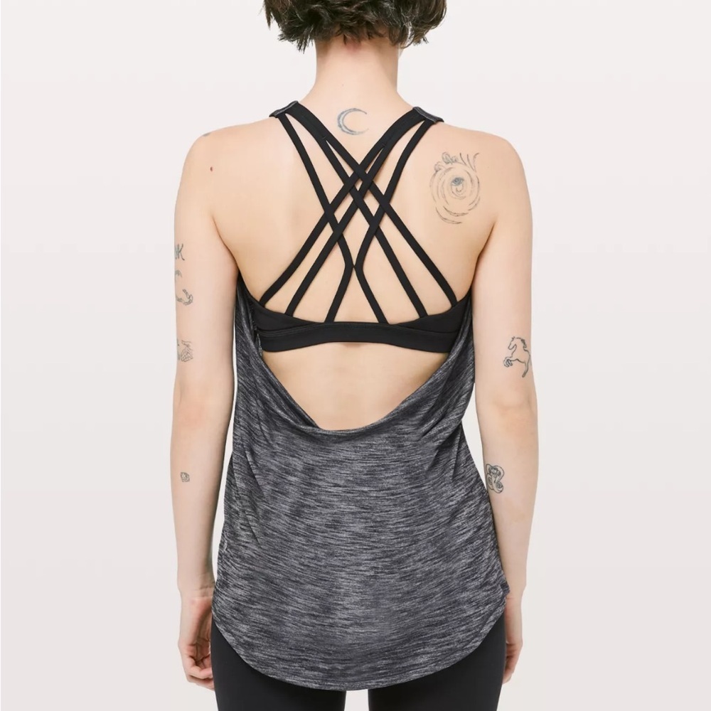 Lululemon Slay the Studio 2 In 1 Tank Top. Sz 8 GUC Black / Gray